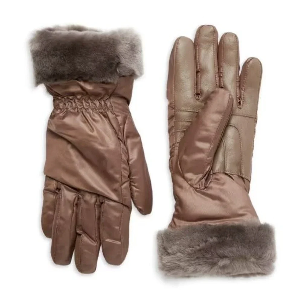 NWT‎ UGG Women's Shearling Cuff Smart Tech Enabled Gloves Stormy Gray S/M